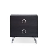 Elms Contemporary Accent Table WOOD CASE] Black  • Plastic Leg: Silver Finish (was chrome) (Handle/Leg) 97338-ACME