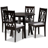 Imogen Modern and Contemporary Grey Fabric Upholstered and Dark Brown Finished Wood 5-Piece Dining Set