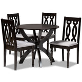 Baxton Studio Mona Modern and Contemporary Grey Fabric Upholstered and Dark Brown Finished Wood 5-Piece Dining Set