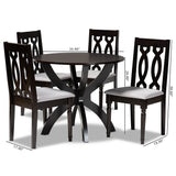 Baxton Studio Mona Modern and Contemporary Grey Fabric Upholstered and Dark Brown Finished Wood 5-Piece Dining Set