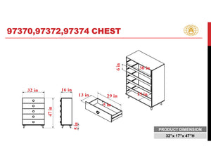 Elms Contemporary Chest WOOD CASE] Black  • Plastic Leg: Silver Finish (was chrome) (Handle/Leg) 97374-ACME