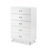 Elms Contemporary Chest WOOD CASE] White • Plastic Leg: Silver Finish (was chrome) (Handle/Leg) 97370-ACME