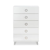 Elms Contemporary Chest WOOD CASE] White • Plastic Leg: Silver Finish (was chrome) (Handle/Leg) 97370-ACME