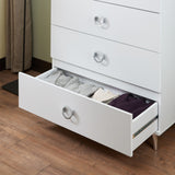 Elms Contemporary Chest WOOD CASE] White • Plastic Leg: Silver Finish (was chrome) (Handle/Leg) 97370-ACME