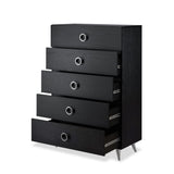 Elms Contemporary Chest WOOD CASE] Black  • Plastic Leg: Silver Finish (was chrome) (Handle/Leg) 97374-ACME