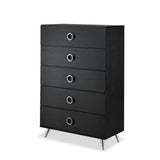 Elms Contemporary Chest WOOD CASE] Black  • Plastic Leg: Silver Finish (was chrome) (Handle/Leg) 97374-ACME