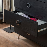 Elms Contemporary Chest WOOD CASE] Black  • Plastic Leg: Silver Finish (was chrome) (Handle/Leg) 97374-ACME