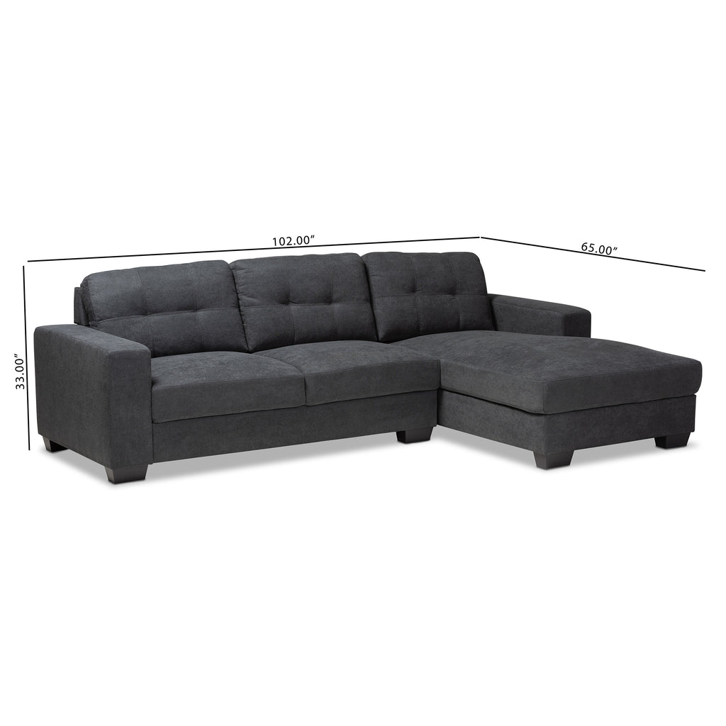 Langley Modern Contemporary Fabric Upholstered Sectional Sofa with