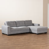 Baxton Studio Langley Modern and Contemporary Light Grey Fabric Upholstered Sectional Sofa with Right Facing Chaise