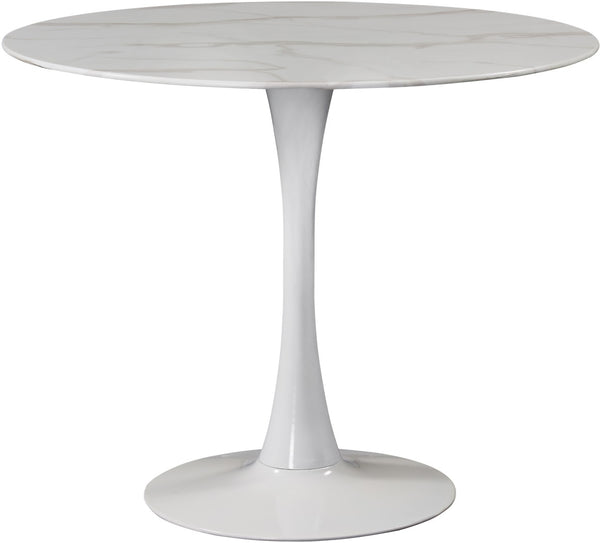 Tulip Faux Marble Veneer / Glass / Metal Contemporary White Dining Table (3 Boxes) - 36" W x 36" D x 29.5" H