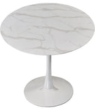 Tulip Faux Marble Veneer / Glass / Metal Contemporary White Dining Table (3 Boxes) - 36" W x 36" D x 29.5" H