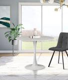 Tulip Faux Marble Veneer / Glass / Metal Contemporary White Dining Table (3 Boxes) - 36" W x 36" D x 29.5" H