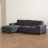 Baxton Studio Langley Modern and Contemporary Dark Grey Fabric Upholstered Sectional Sofa with Left Facing Chaise