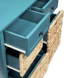 Flavius Transitional Console Table (6 Drawer) Teal (Blue) 97418-ACME
