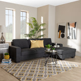 Baxton Studio Nevin Modern and Contemporary Dark Grey Fabric Upholstered Sectional Sofa with Right Facing Chaise