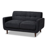 Allister Mid-Century Modern Dark Grey Fabric Upholstered Loveseat