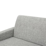 Sawyer Mid Century Modern Light Grey Tweed Fabric 3 Seater Sofa