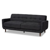 Allister Mid-Century Modern Dark Grey Fabric Upholstered Sofa