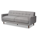 Allister Mid-Century Modern Light Grey Fabric Upholstered Sofa