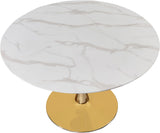 Tulip Faux Marble Veneer / Glass / Metal Contemporary Gold Dining Table (3 Boxes) - 48" W x 48" D x 29.5" H