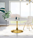 Tulip Faux Marble Veneer / Glass / Metal Contemporary Gold Dining Table (3 Boxes) - 48" W x 48" D x 29.5" H