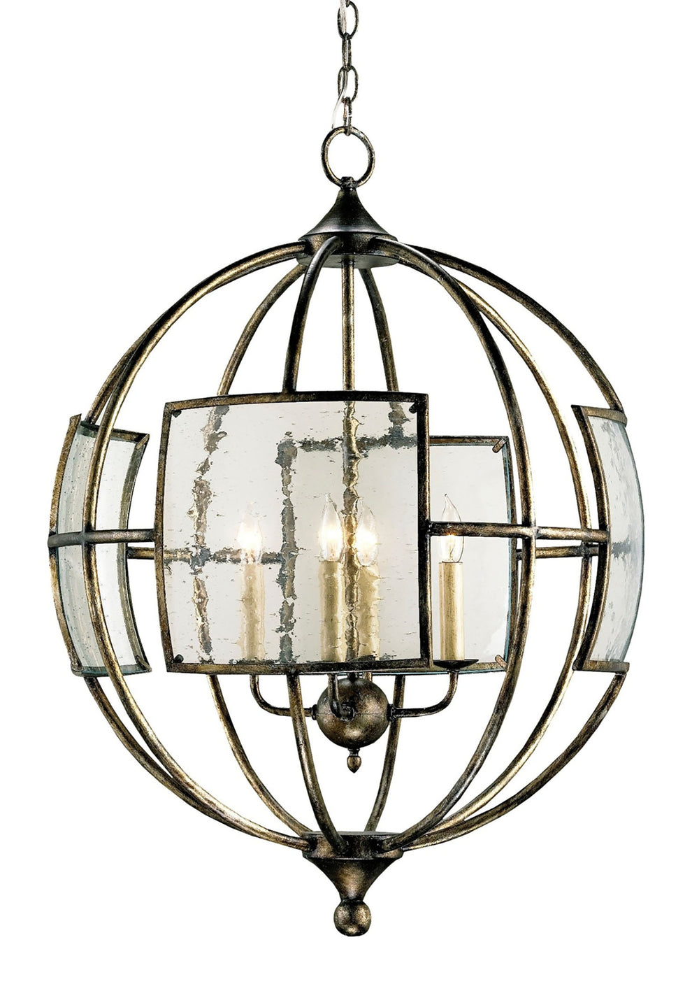 Broxton Bronze Orb Chandelier - Lillian August Collection, Elegant Seeded Glass & Pyrite Finish Design