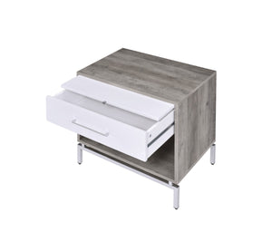 Cistus Contemporary Accent Table Gray Oak (cc#) • Front Drawer) White (cc#_ 97555-ACME