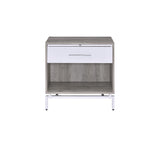 Cistus Contemporary Accent Table Gray Oak (cc#) • Front Drawer) White (cc#_ 97555-ACME