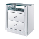 Nysa Glam/Modern Accent Table Mirrored Frame w/Beveled Edge • Faux Crystal Inlay • Glass Top: 4mm Clear 97575-ACME