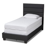 Ansa Modern and Contemporary Dark Grey Fabric Upholstered Twin Size Bed
