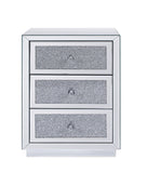 Noralie Glam/Modern Accent Table Mirrored Frame w/Beveled Edge • Faux Inlay • Glass: 4mm Clear 97580-ACME