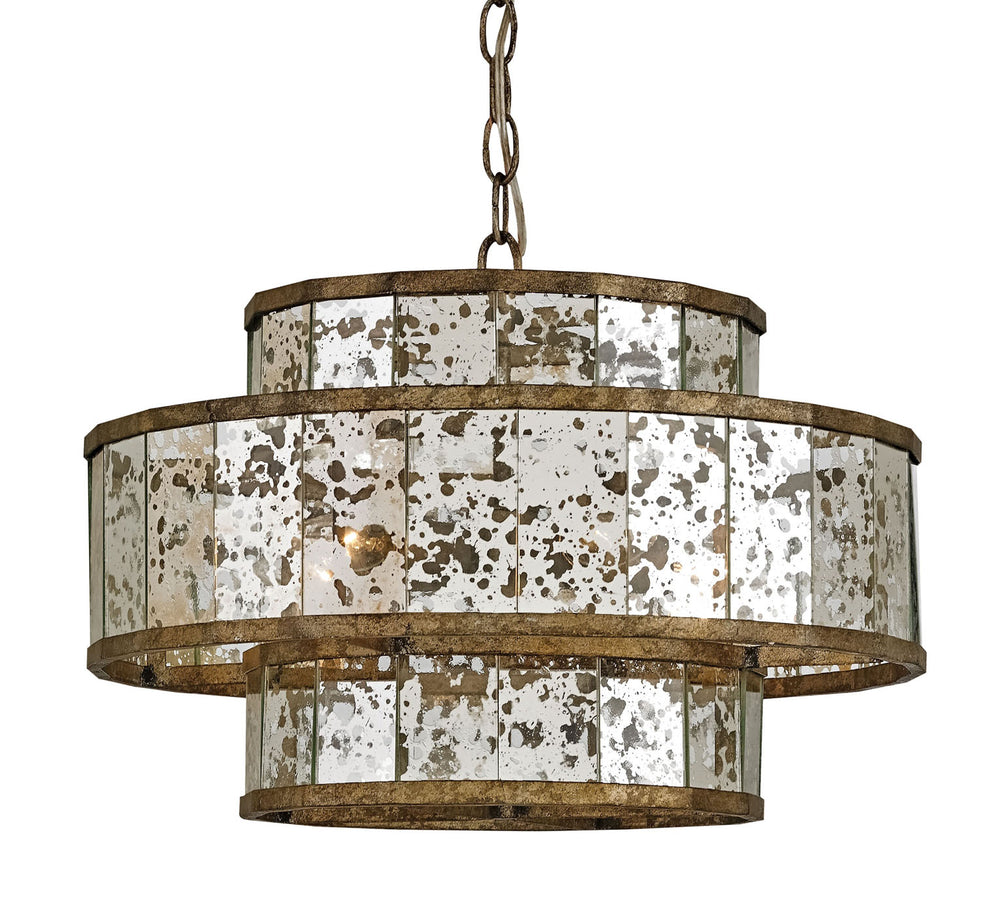 Fantine Small Chandelier: Elegant Raj Mirror Shades with Pyrite Bronze Finish for Stunning Decor