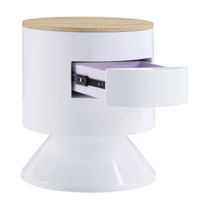 Otith Contemporary Night Table TOP) Paper Vener (43094) • BASE) White High Gloss 97596-ACME