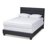 Ansa Modern and Contemporary Dark Grey Fabric Upholstered King Size Bed