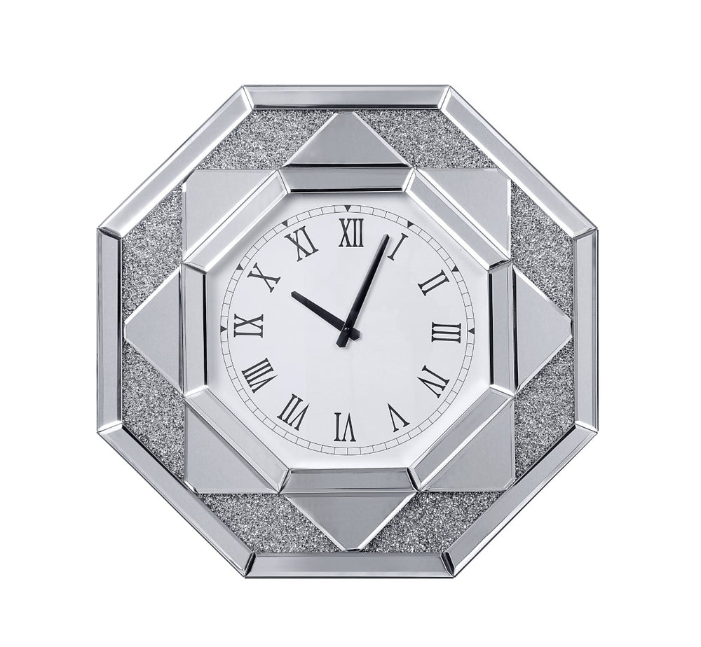 Noralie Glam/Modern Wall Clock Mirrored Frame w/Beveled Edge • Acrylic Inlay • Glass: 4mm Clear 97613-ACME