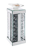 Nysa Glam/Modern Accent Candleholder (Set-2) Mirrored Frame w/Beveled Edge • Faux Crystals Inlay • Glass: 4mm Clear 97621-ACME