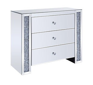 Noralie Glam/Modern Console Table Mirrored • Faux Diamonds Inlay (Acrylic) • Glass Top: 4mm Clear Tempered 97642-ACME