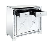 Noralie Glam/Modern Console Table Mirrored • Faux Diamonds Inlay (Acrylic) • Glass Top: 4mm Clear Tempered 97645-ACME