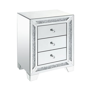 Noralie Glam/Modern Accent Table Mirrored • Faux Diamonds Inlay (Acrylic) • Glass Top: 4mm Clear Tempered 97648-ACME