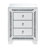 Noralie Glam/Modern Accent Table Mirrored • Faux Diamonds Inlay (Acrylic) • Glass Top: 4mm Clear Tempered 97648-ACME