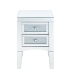 Noralie Glam/Modern Accent Table Mirrored • Faux Stones Inlay (Acrylic) • Glass Top: 4mm Clear Tempered 97651-ACME