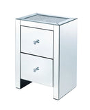 Noralie Glam/Modern Accent Table Mirrored • Faux Diamonds Inlay (Acrylic) • Glass Top: 4mm Clear Tempered 97652-ACME