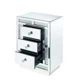 Mallika Glam/Modern Accent Table Mirrored • Faux Crystals Inlay (Acrylic) • Glass Top: 4mm Clear Tempered 97653-ACME