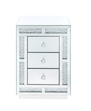 Mallika Glam/Modern Accent Table Mirrored • Faux Crystals Inlay (Acrylic) • Glass Top: 4mm Clear Tempered 97653-ACME