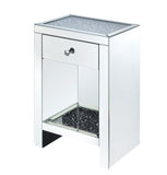 Noralie Glam/Modern Accent Table Mirrored • Faux Diamonds Inlay (Acrylic) • Glass Top: 4mm Clear Tempered 97654-ACME