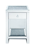 Noralie Glam/Modern Accent Table Mirrored • Faux Diamonds Inlay (Acrylic) • Glass Top: 4mm Clear Tempered 97654-ACME