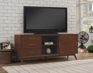 Alpine Furniture Flynn Large TV Console, Walnut 966WAL-10 Walnut Mahogany Solids & Veneer 64 x 19 x 27