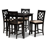 Alora Modern Contemporary Fabric Upholstered Espresso Brown Finished 5-Piece Wood Pub Set