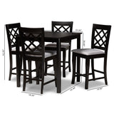 Baxton Studio Alora Modern and Contemporary Grey Fabric Upholstered Espresso Brown Finished 5-Piece Wood Pub Set