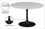Tulip Faux Marble Veneer / Glass / Metal Contemporary Matte Black Dining Table - 48" W x 48" D x 29.5" H
